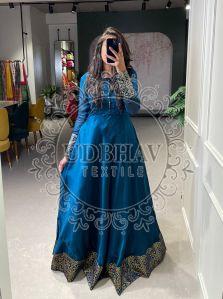 Designer Rangoli Silk Gown Dress