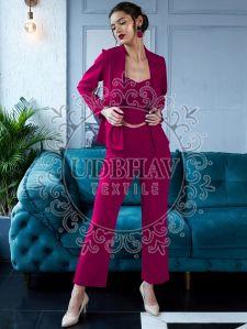Ladies Long Sleeve Pink Cotton Lycra Digital Printed Co-Ord Set
