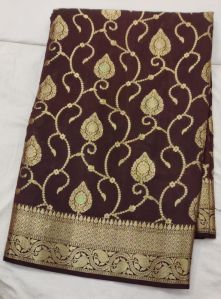 Brown Matka Silk Saree