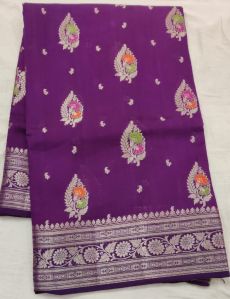 Dark Purple Matka Silk Saree