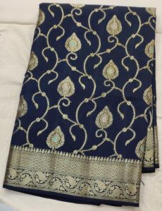 Navy Blue Matka Silk Saree
