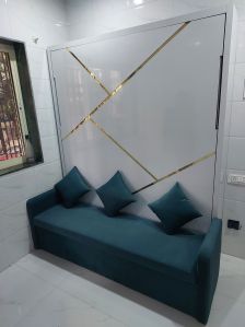 Golden t strip design wall mounted bed with sofa