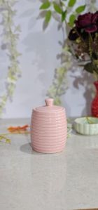 Ring Shaped Pink Ceramic Jar