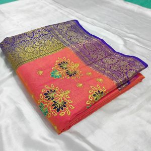 Embroidered Banarasi Satin Silk Saree