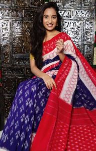 Ikkat Mercerized Cotton Saree with Ikkat Blouse