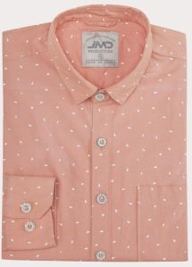 Mens Cotton Peach Dot Print Shirt