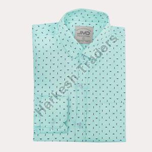 Mens Cotton Green Dot Print Shirt