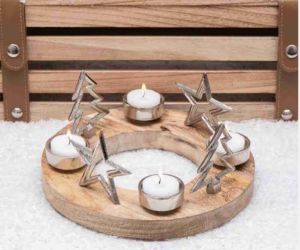 Silver Star and Christmas Tree Candle Holder