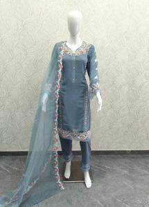 Designer Embroidered Tunic With Designer Cigarette Pant