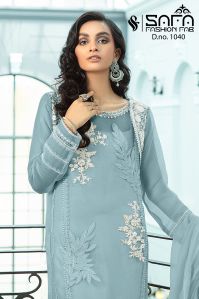 Embroidered Georgette Tunic With Designer Cigarette Pant