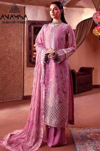 Georgette with Embroidery and Moti Work Semi Stitched Pakistani Suit