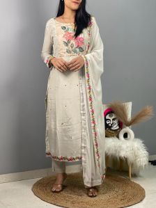 Modal Silk Kurti Pant Set With Dupatta