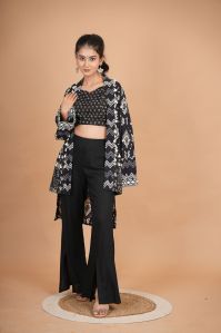 Ladies Crop Top and Palazzo with Shrug