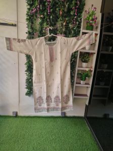 Ladies Cream Embroidered Chikan Kurti