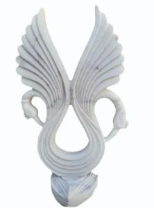 3 Feet White Marble Swan Statue