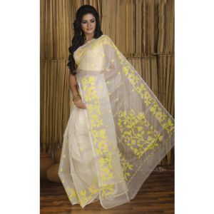 Ladies Handwoven Pure 82 Count Cotton Jamdani Saree