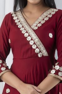 FAB JAIPUR WOMEN EMBROIDERED ANARKALI GOWN IN MAROON