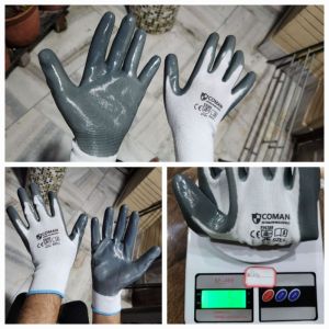 WHITE GREY nitrile coated glove