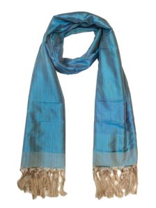 100% Silk Reversible Shiny Blue Scarves