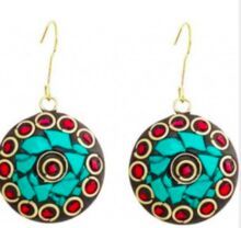 Mosaic Tribal Brass Earrings