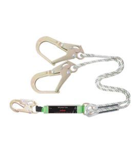 ENERGY ABSORBING FORKED KERNMANTLE ROPE LANYARD