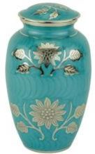 Turquoise Brass Cremation Urn