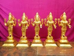 Gold Plated Brass Laxmi Idol