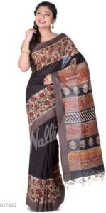 Black Maheshwari Silk Cotton Saree