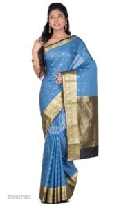 Blue Mysore Crepe Silk Saree