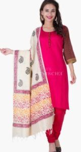 Handloom Jacquard Kurti with Hand Blocked Dupatta