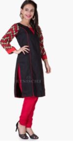 Pure Silk Kurti With Embroired Sleeves