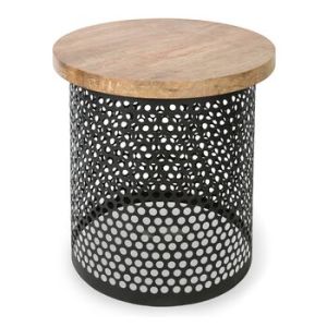 Perforated Metal Hot Sale Side Table with Wooden Top