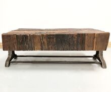 Industrial Coffee Table aged rail wood top