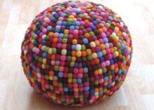 decorative ottoman wool ball pouf