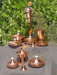 Brass Garden Oil Torch Set