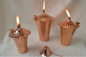 Copper Ribbed Cone Oil Torch Set