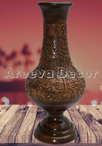 Hand Carved Wooden Vase