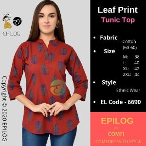 EPILOG Leaf Print Tunic Top