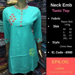 EPILOG Neck Embroidery Tunic Top