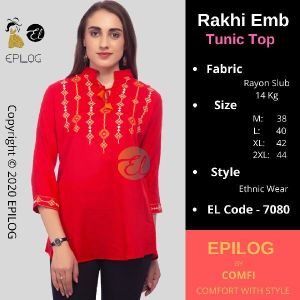 EPILOG Women Embroidered Straight Tunic Top