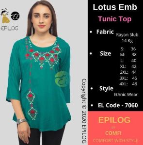 EPILOG Women Embroidered Straight Tunic Top