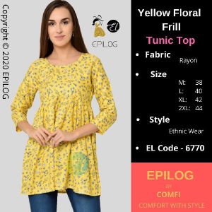 EPILOG Yellow Floral Frill Tunic Top