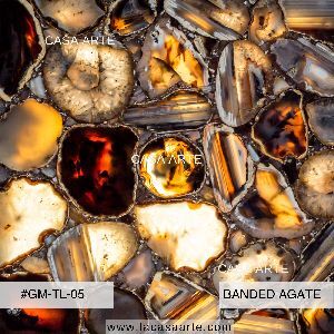 Banded Agate Semi Precious Backlit Stone Slab Tile