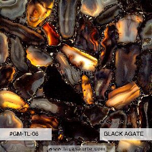 Black Agate Semi Precious Stone Slab Tile