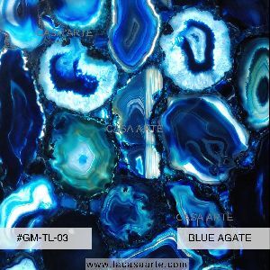 Blue Agate Semi Precious Stone Slab Tile