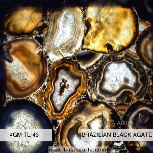 Brazilian Black Agate Semi Precious Stone Slab Tile