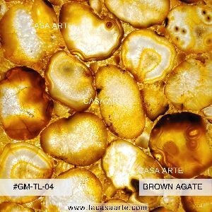 Golden Brown Agate Semi Precious Stone Slab Tile