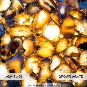 Golden Brown Agate Semi Precious Stone Slab Tile