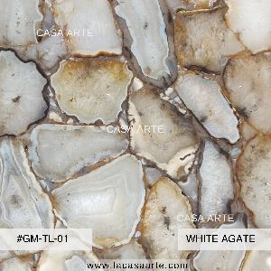 White Agate Semi Precious Stone Slab Tile