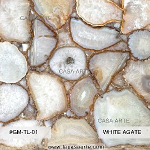 White Agate Semi Precious Stone Slab Tile